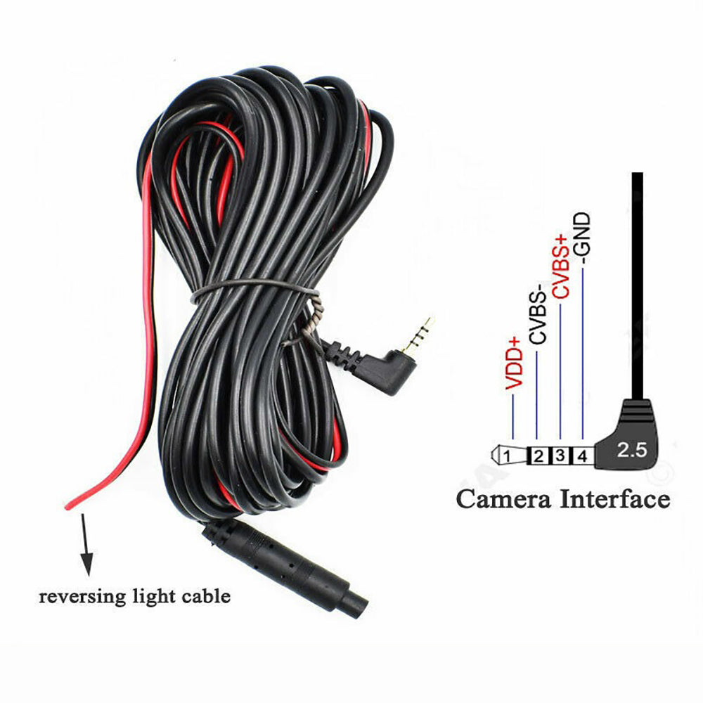 Dash Cam Rear View Backup Camera Reverse Car Recorder Extension Cable – 5-Pin 9m or 4-Pin 10m Rear Camera Cable