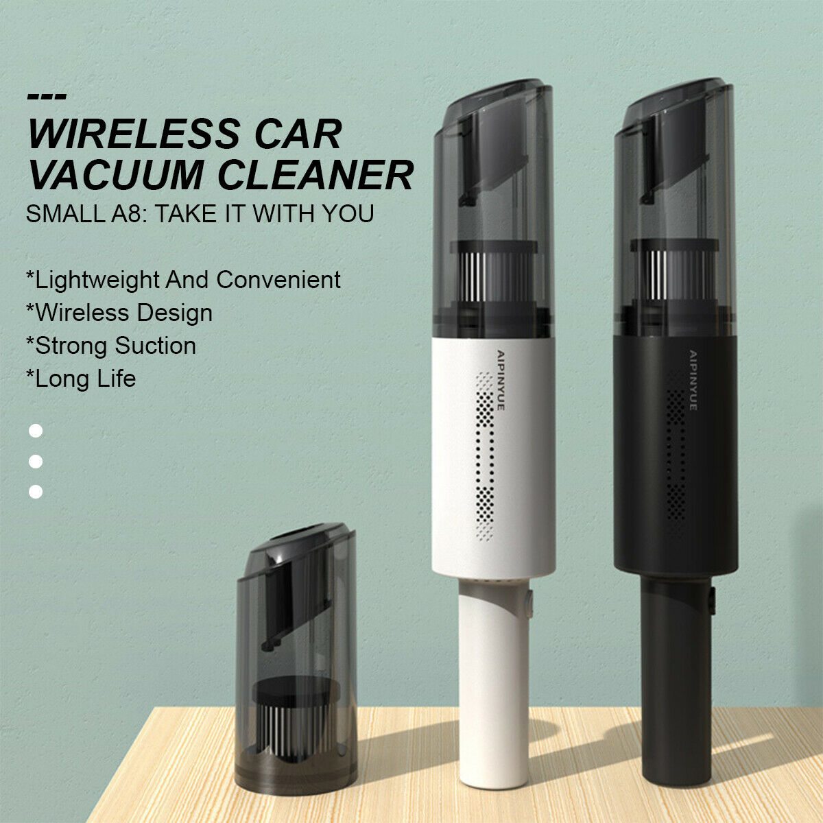 Wireless Charge 6000Pa Suction Powerful Portable Car Vacuum Cleaner Home Duster