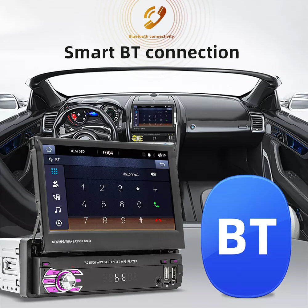 7in Universal Retractable Screen For Apple Carplay AndroidAuto With 12LED Rearview Camera