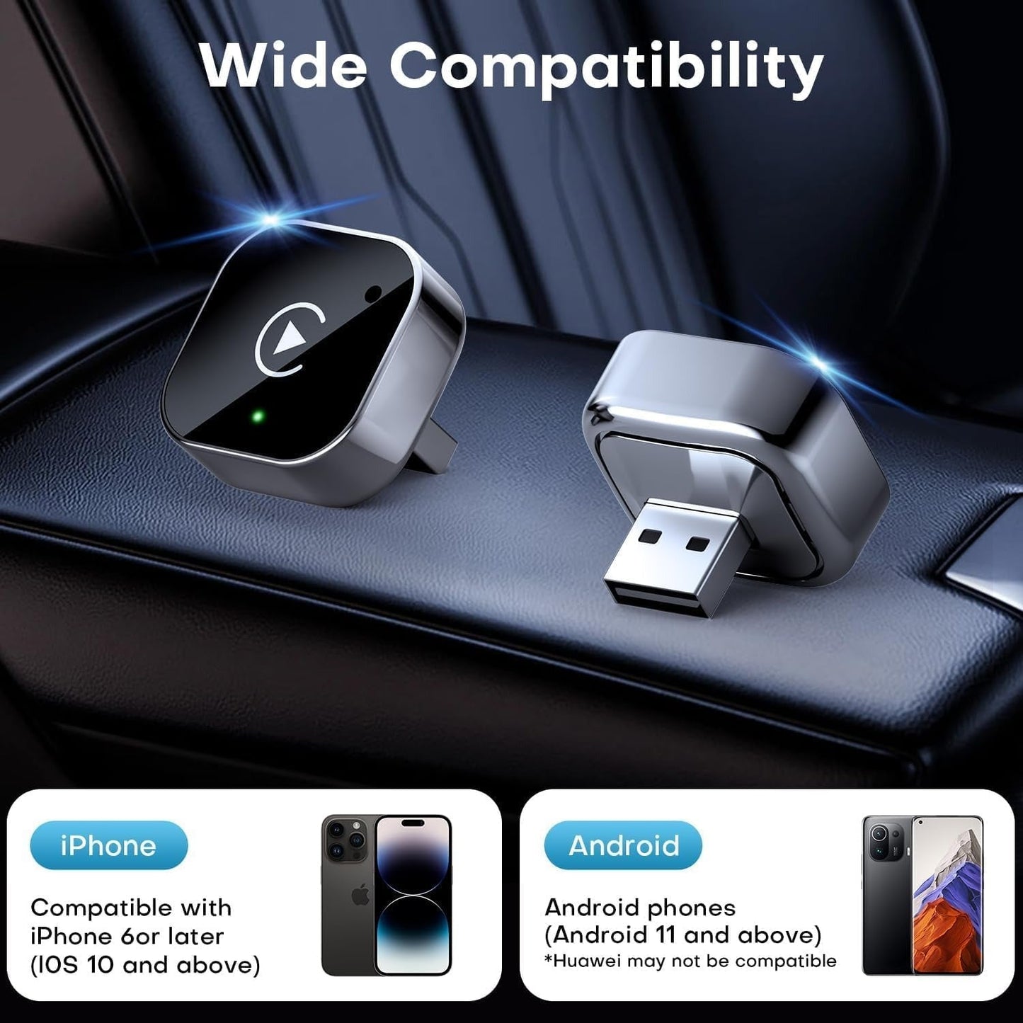 Premium Metal Mini 2-in-1 Wireless CarPlay & Android Auto Adapter – product detail image 9