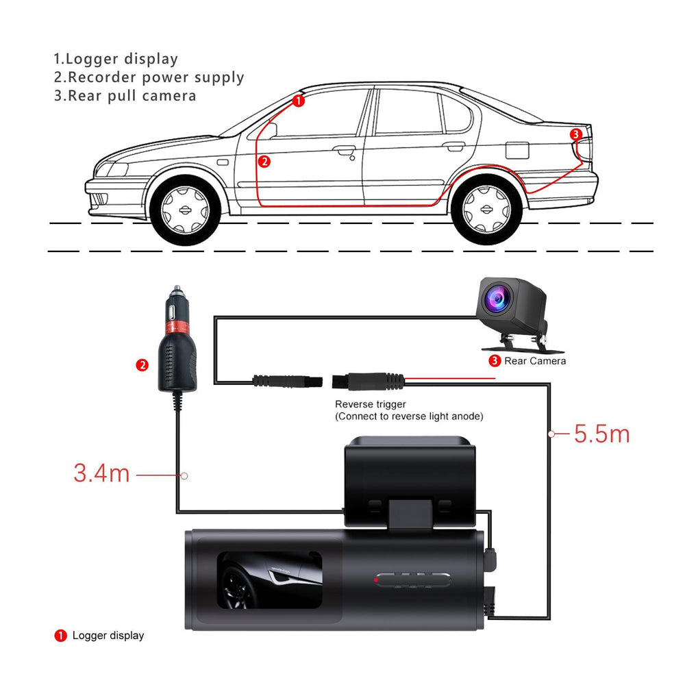 4K WiFi Car Dash Cam Dual Lens Wide Angle IPS Screen Night Vision Recording with 32GB Card