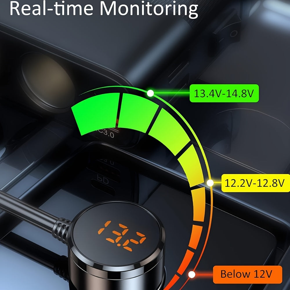 7 in 1 Car Charger Adapter Cigarette Lighter Plug Splitter Independent Switches