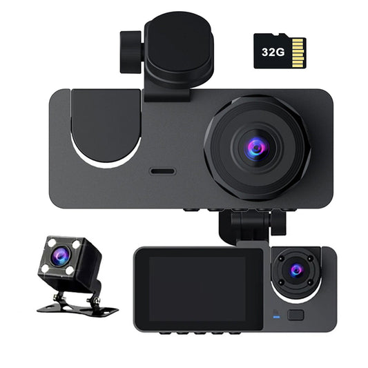 3 Channel Car DVR HD 1080P Vehicle Dash Cam Three Way Camera DVRs Recorder with 32 GB Card