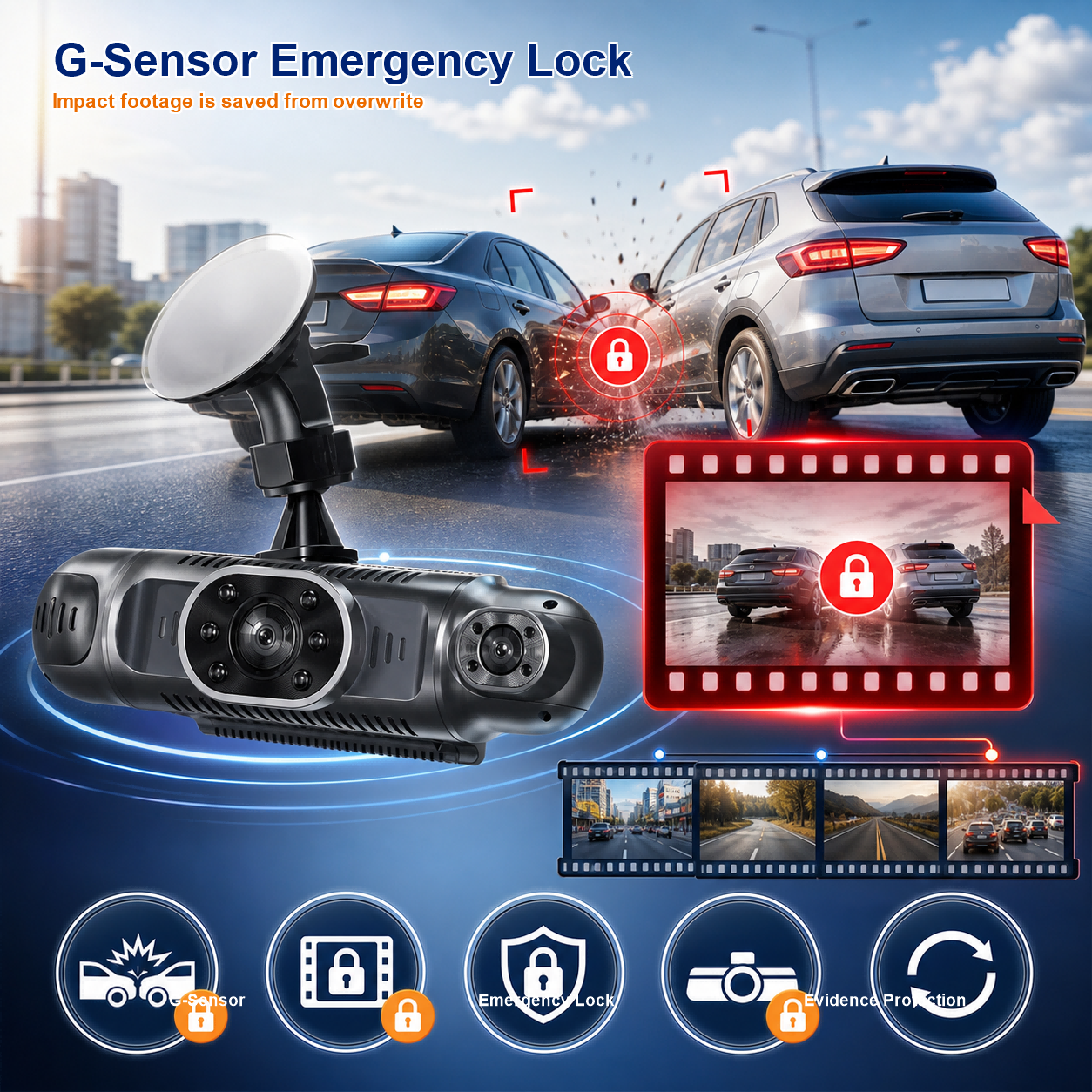 4CH 1080P Full HD WiFi Dash Cameras with GPS Hardwire and 32GB Card