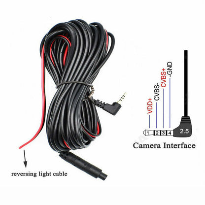 Dash Cam Rear View Backup Camera Reverse Car Recorder Extension Cable – 5-Pin 9m or 4-Pin 10m Rear Camera Cable