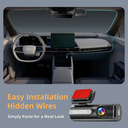 4K WiFi Car Dash Cam Dual Lens Wide Angle IPS Screen Night Vision Recording with 32GB Card