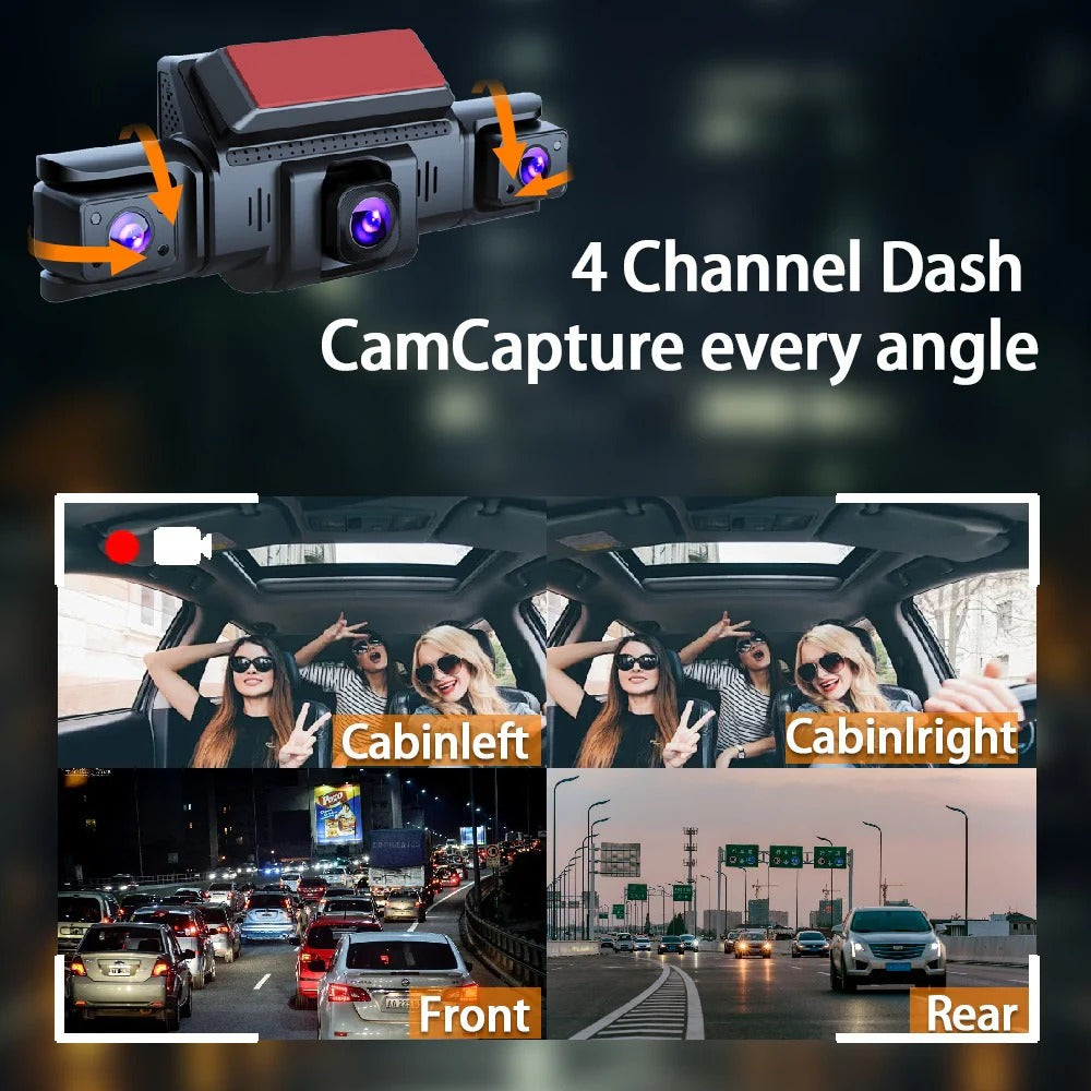 4 Channel 5G WiFi Dashcam FHD 1080P 170° Wide Angle Motion Detection with 64GB Card