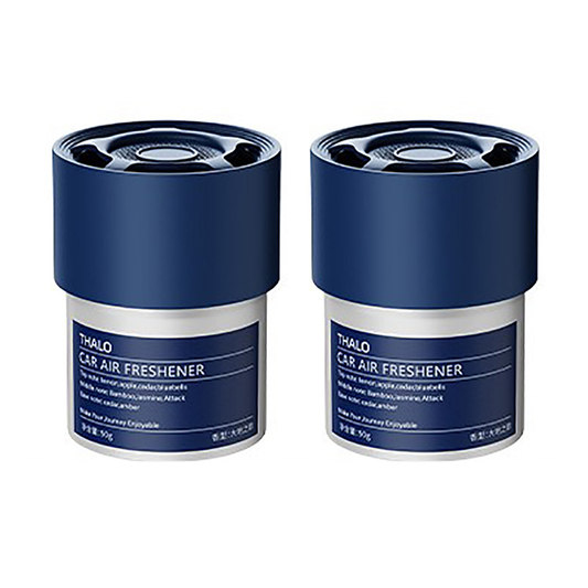 Two navy solid car air freshener tins with adjustable vents