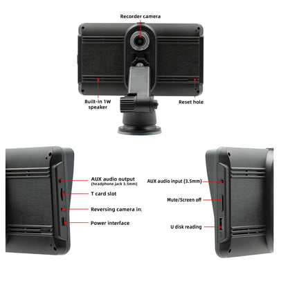 7" IPS HD Touch Screen Apple Android Carplay with 1080P Dual Dashcam 64G Card