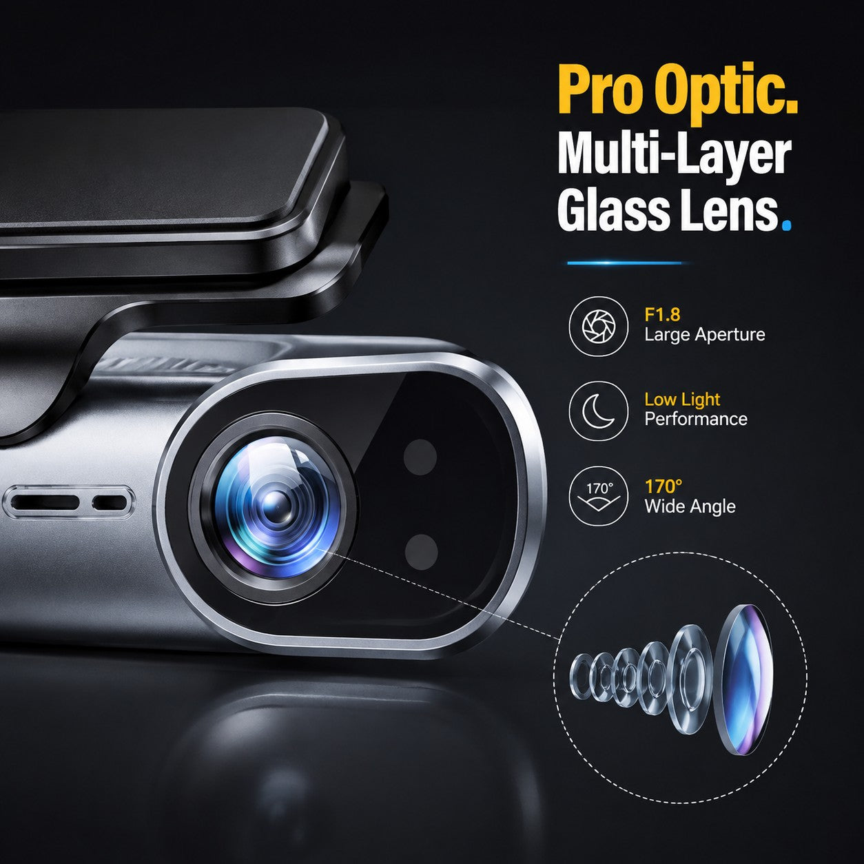 4K WiFi Hidden Front Dash Cam with 32GB Card G-Sensor Parking Protection