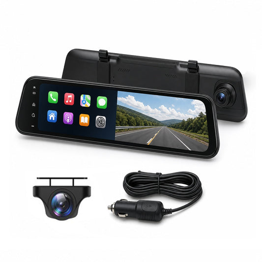 4K Streaming Mirror Dash Cam Rear View with Wireless CarPlay Android Auto WiFi