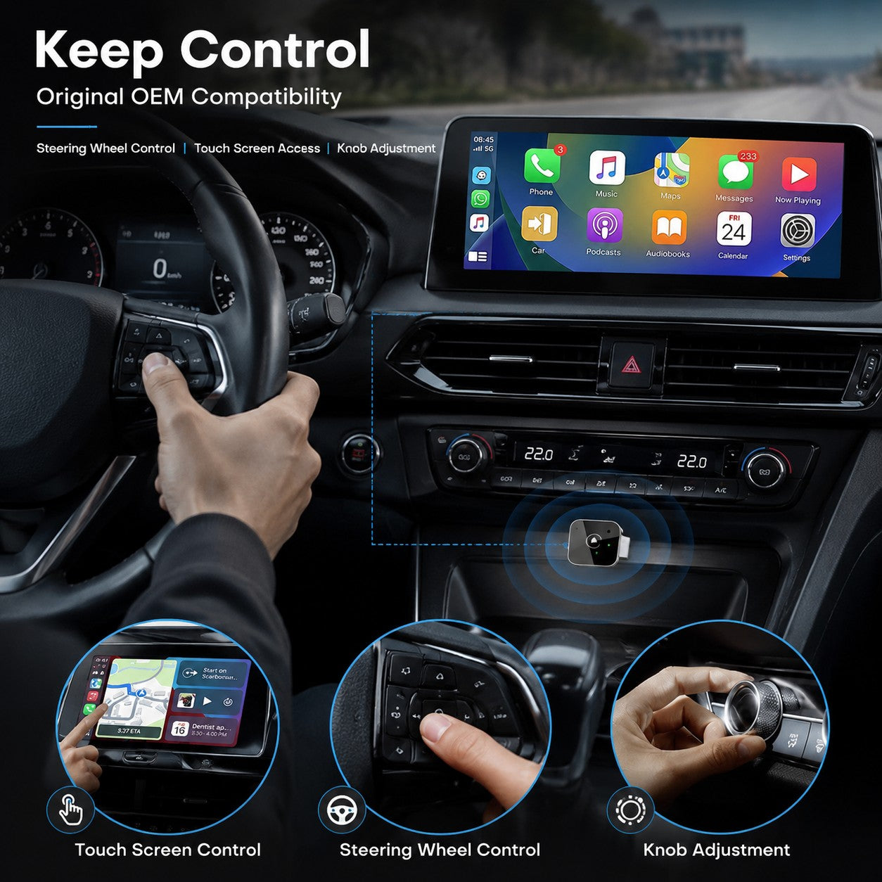 Premium Metal Mini 2-in-1 Wireless CarPlay & Android Auto Adapter – product detail image 4