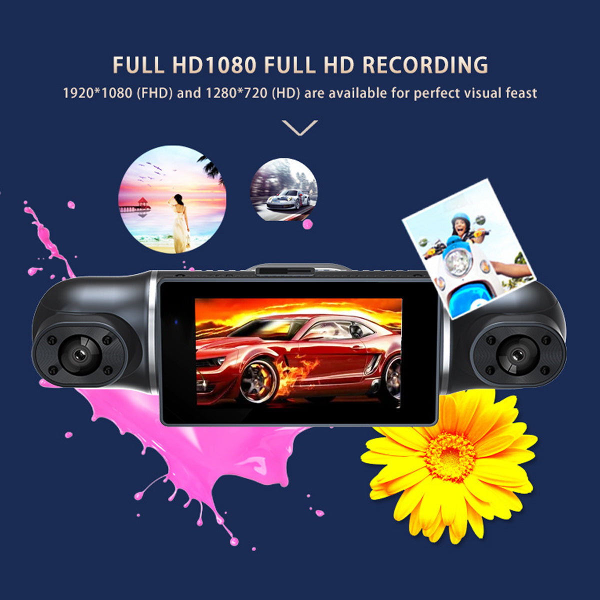 4 Channel GPS WiFi Dashcam FHD 1080P 170° Wide Angle G-Sensor with 32GB Card