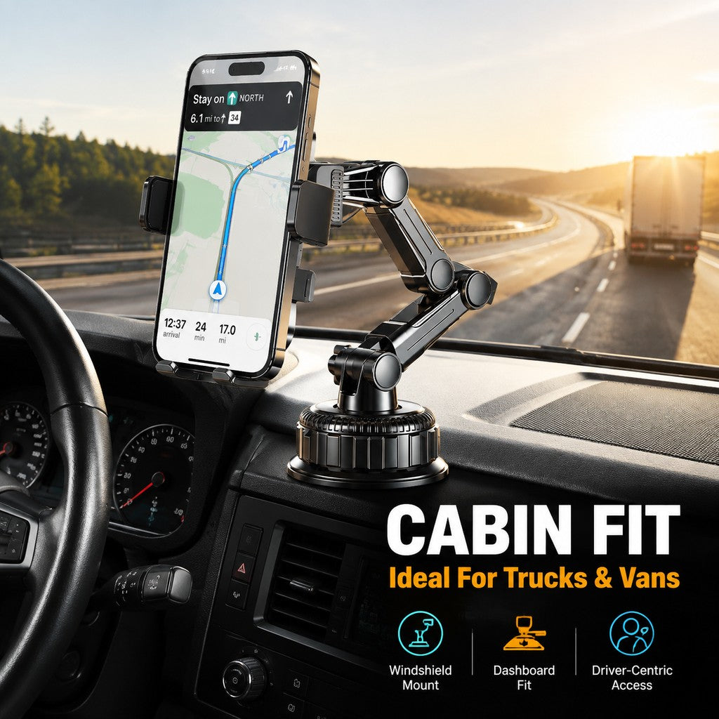 Heavy-Duty Long Arm Phone Mount for Trucks & Cars – Large Suction Cup – product detail image 5