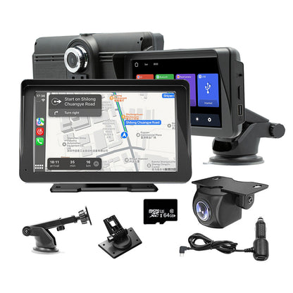 7" IPS HD Touch Screen Apple Android Carplay with 1080P Dual Dashcam 64G Card