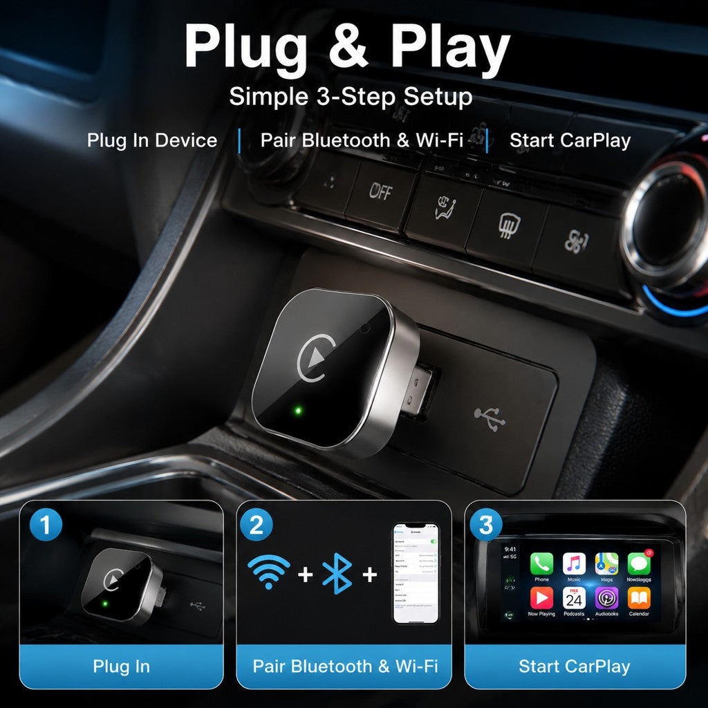 Premium Metal Mini 2-in-1 Wireless CarPlay & Android Auto Adapter – product detail image 3
