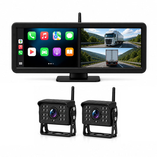15.88'' Dual Screen Wireless CarPlay Wi-Fi RV Camera System 2CH BSD Infrared Cameras
