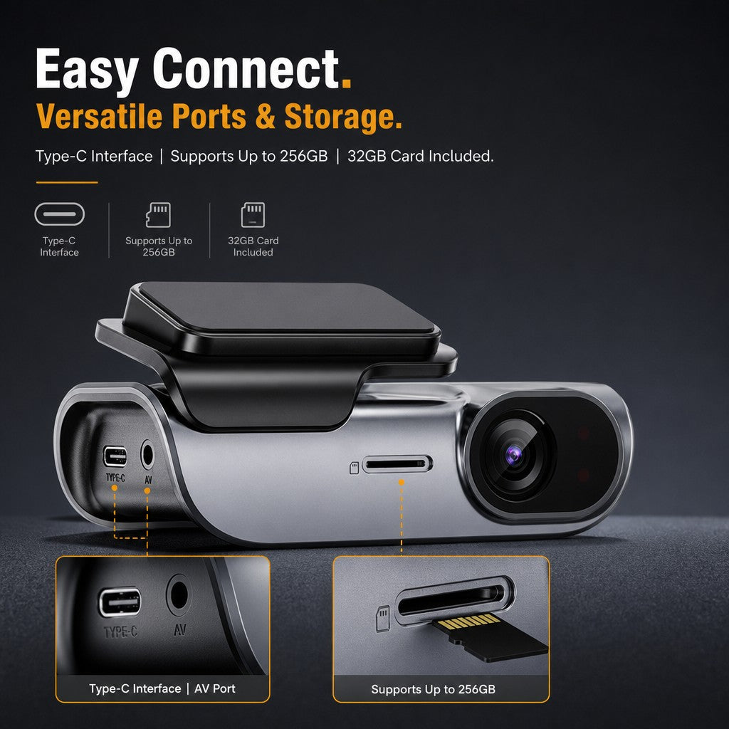 4K WiFi Hidden Front Dash Cam with 32GB Card G-Sensor Parking Protection