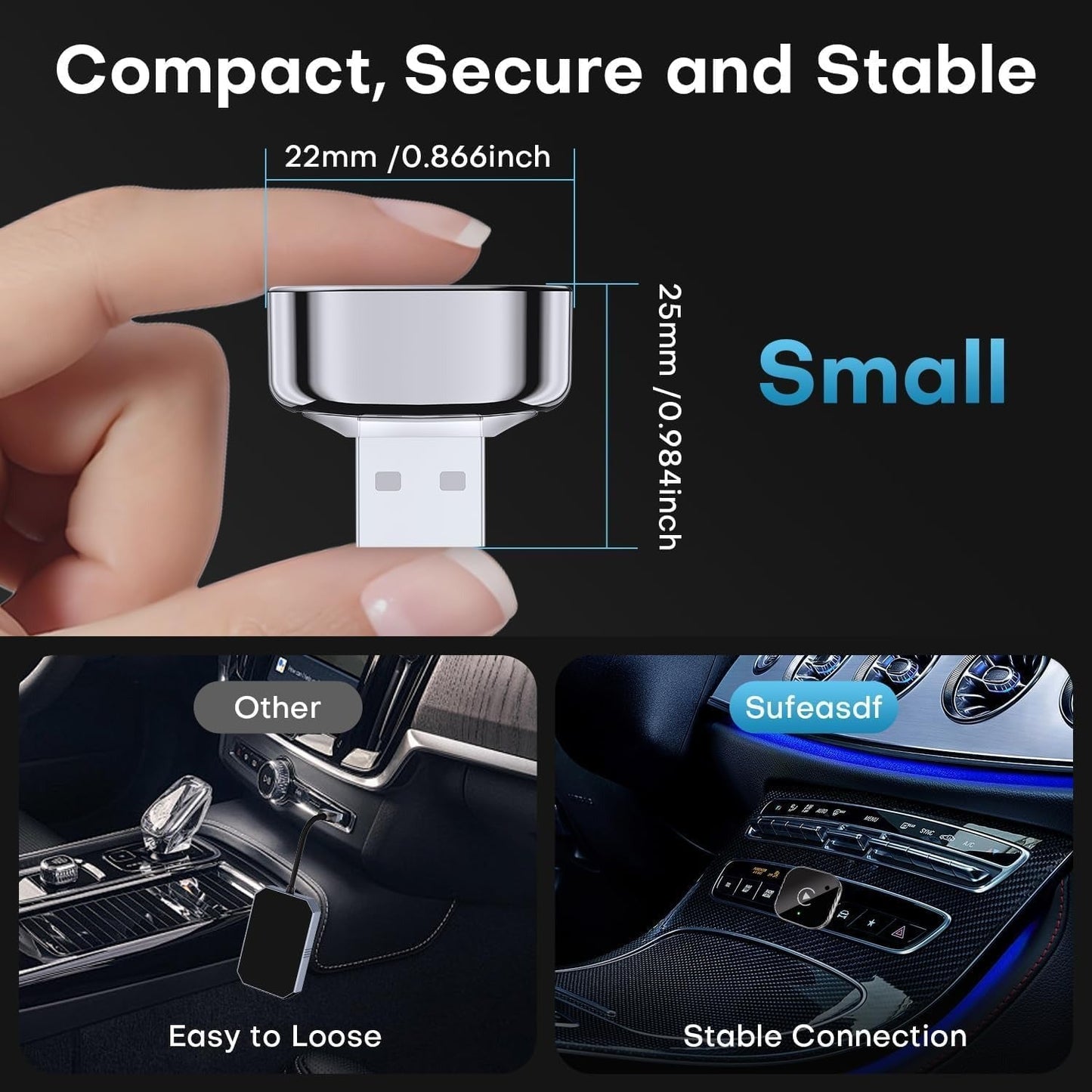Premium Metal Mini 2-in-1 Wireless CarPlay & Android Auto Adapter – product detail image 8