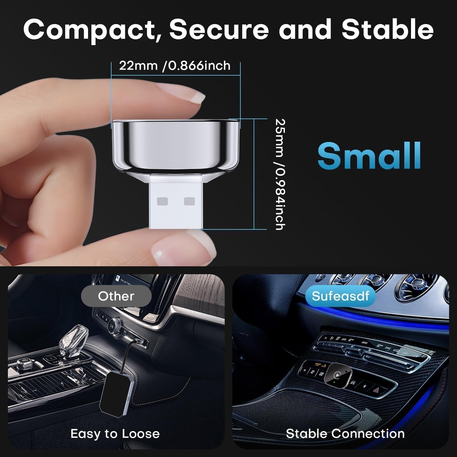 Premium Metal Mini 2-in-1 Wireless CarPlay & Android Auto Adapter – product detail image 8