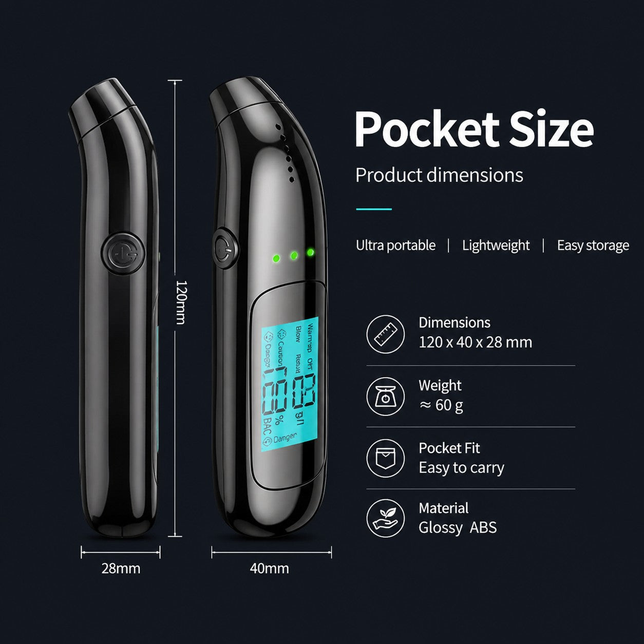 Portable Breathalyzer with Display Rechargeable Digital Electronic Breathalyser