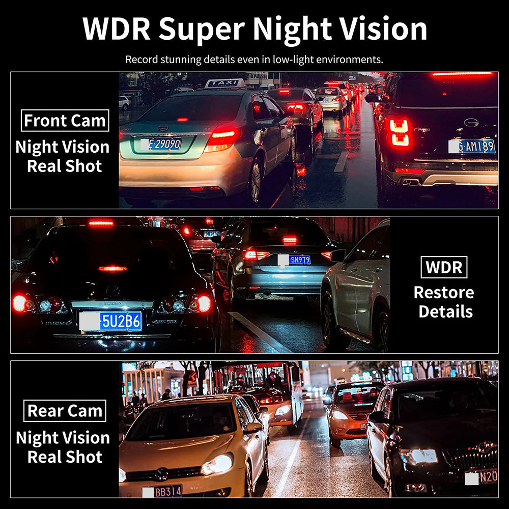 4K Front and Rear Dash Cam WiFi GPS Hardwire Kit 64GB Card