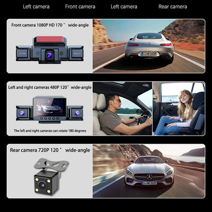 4-Channel 360° Panoramic Dash Camreas 1080P HD Dash Cam Comes With 32GB TF Card