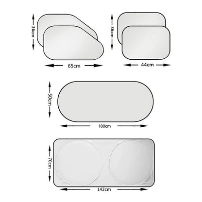 Set of 6 Auto Front Rear Windshield Side Window Sun Shade Car Visor Cover Block