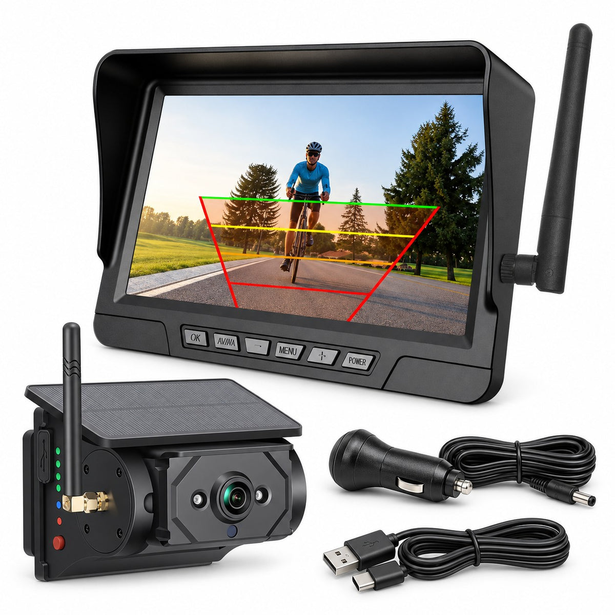 MCNE TA-147 wireless backup camera system with 7-inch monitor and F25 camera