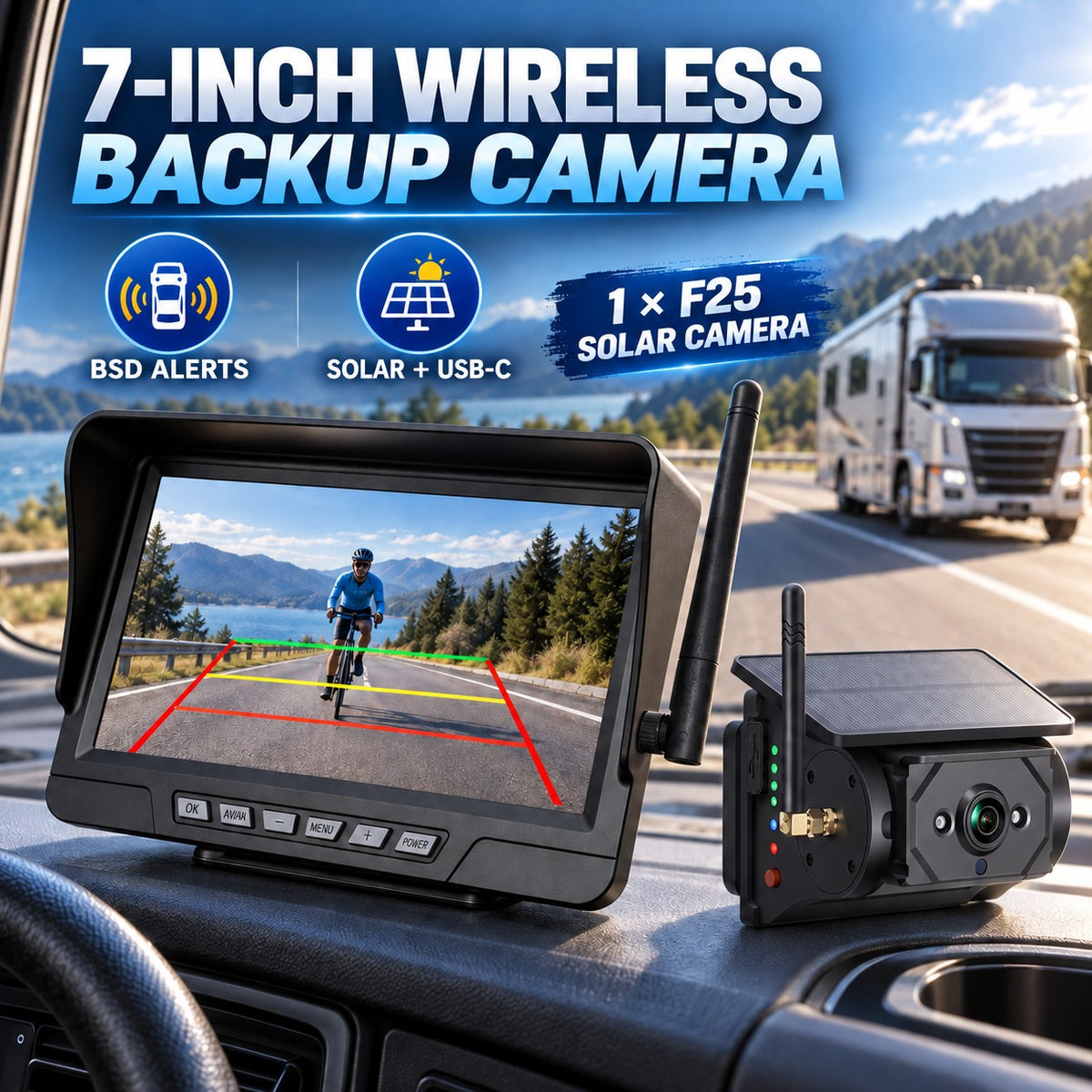 MCNE TA-147 7-inch wireless backup camera system