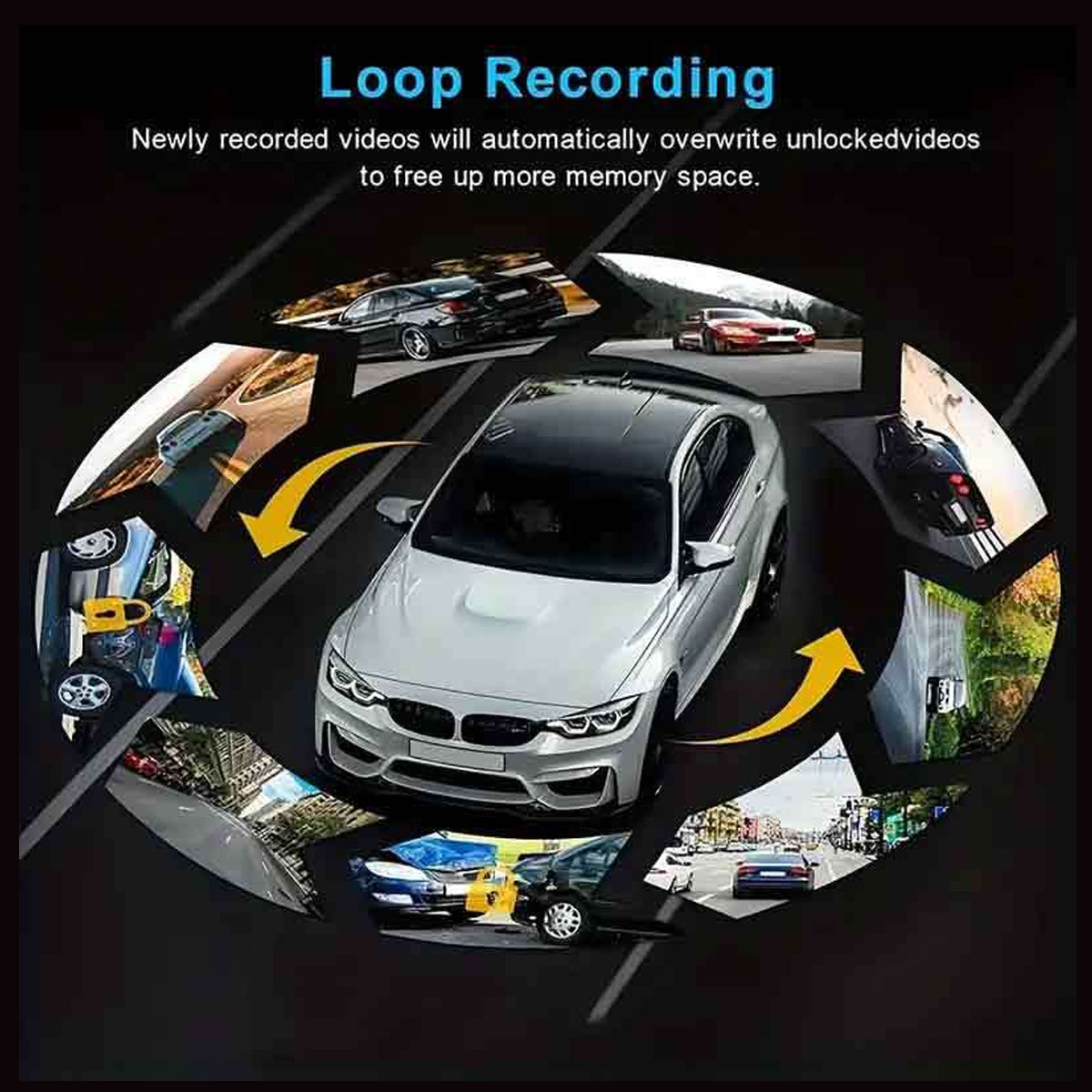 4 Channel GPS WiFi Dashcam FHD 1080P 170° Wide Angle G-Sensor with 32GB Card