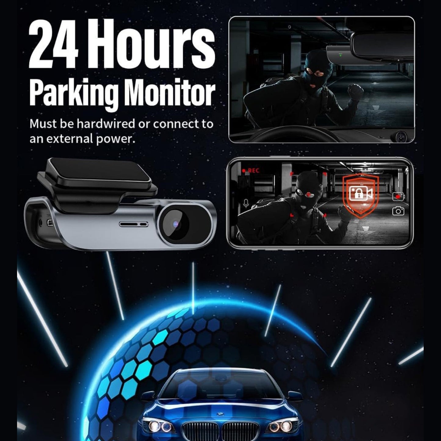 4K WiFi Hidden Front Dash Cam with 32GB Card G-Sensor Parking Protection