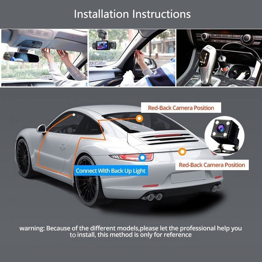 4K Triple Lens Dash Cam Front Cabin Rear Camera WiFi 32GB Card