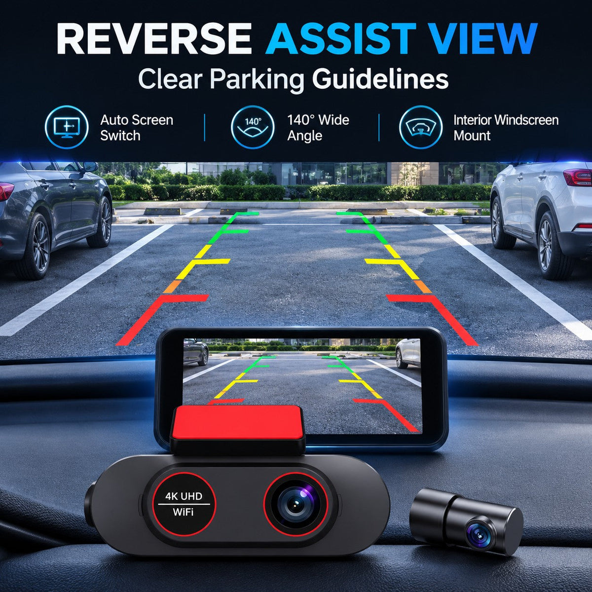 TA-146 reversing-assist rear view with parking guidelines
