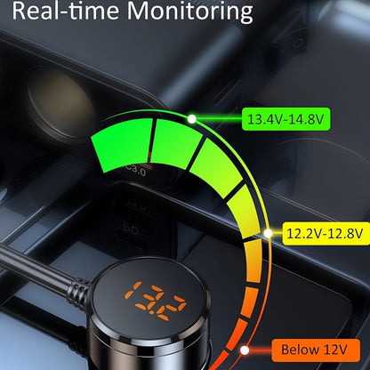 7 in 1 Car Charger Adapter Cigarette Lighter Plug Splitter Independent Switches