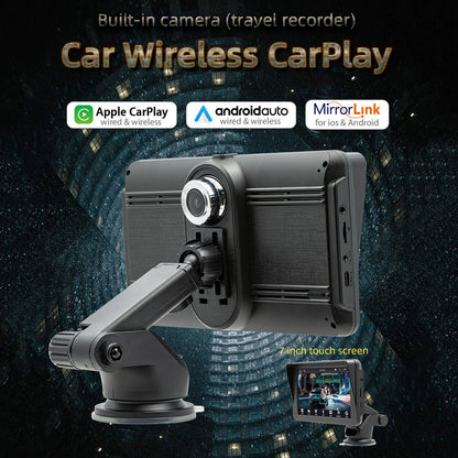 7" IPS HD Touch Screen Apple Android Carplay with 1080P Dual Dashcam 64G Card