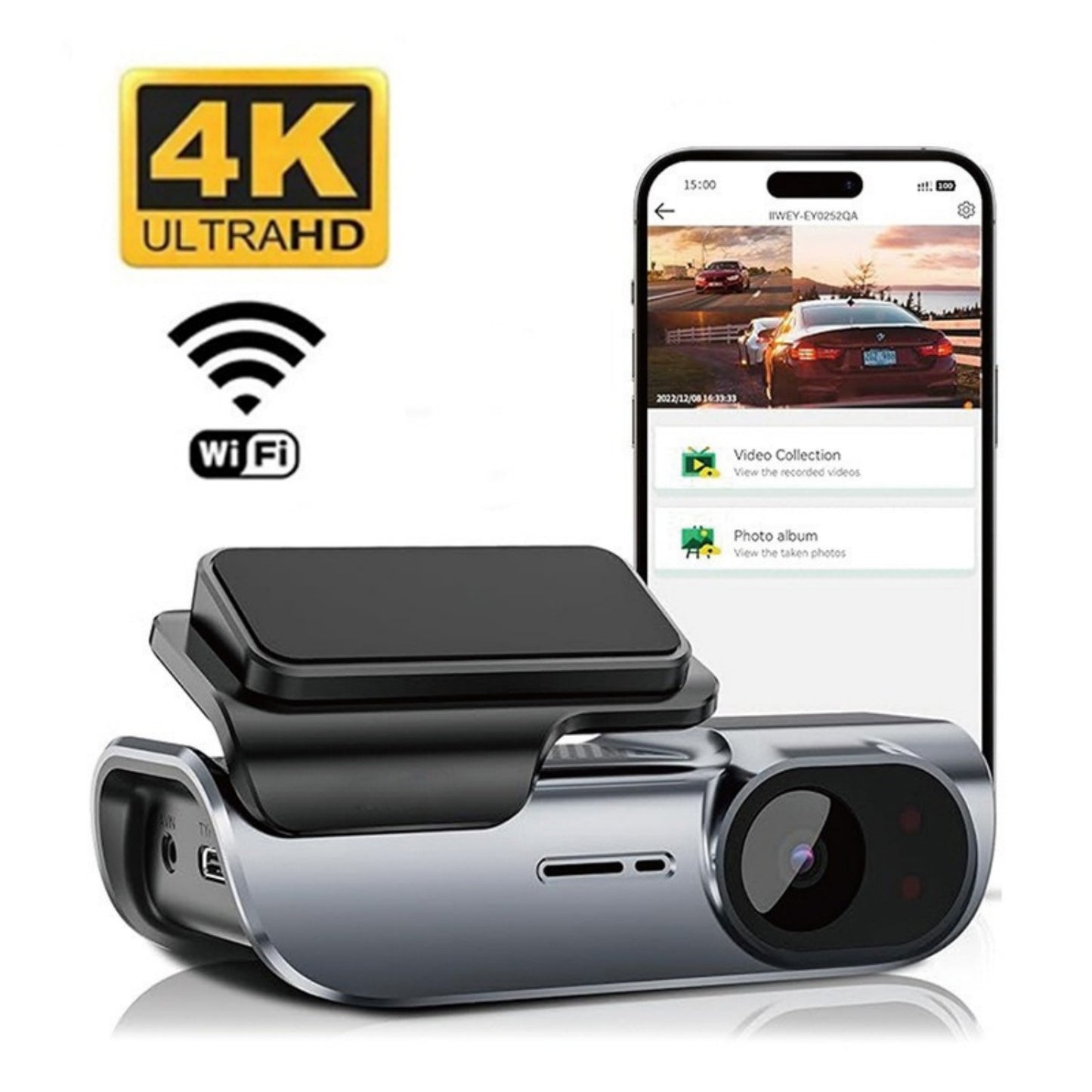 4K WiFi Hidden Front Dash Cam with 32GB Card G-Sensor Parking Protection