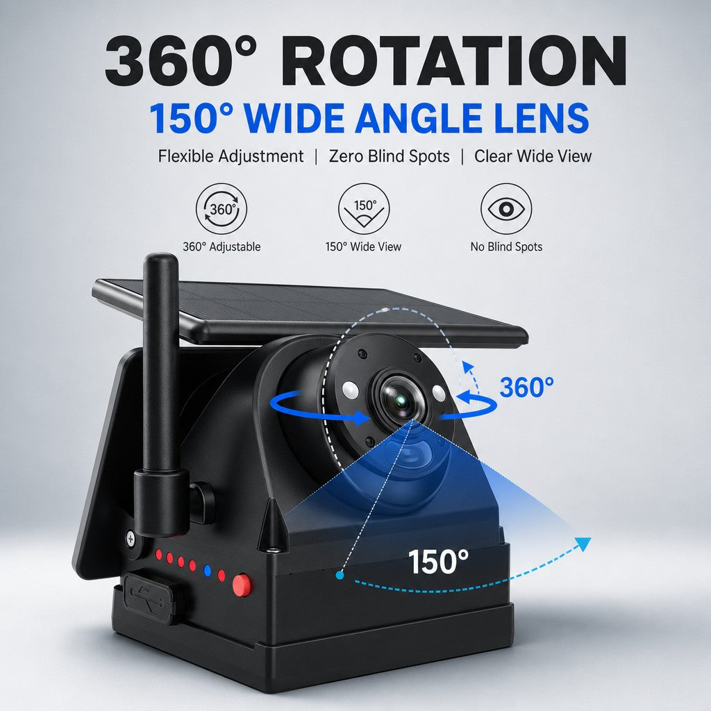 Solar WiFi Vehicle HD Camera No Monitor Required 9600mAh Magnetic