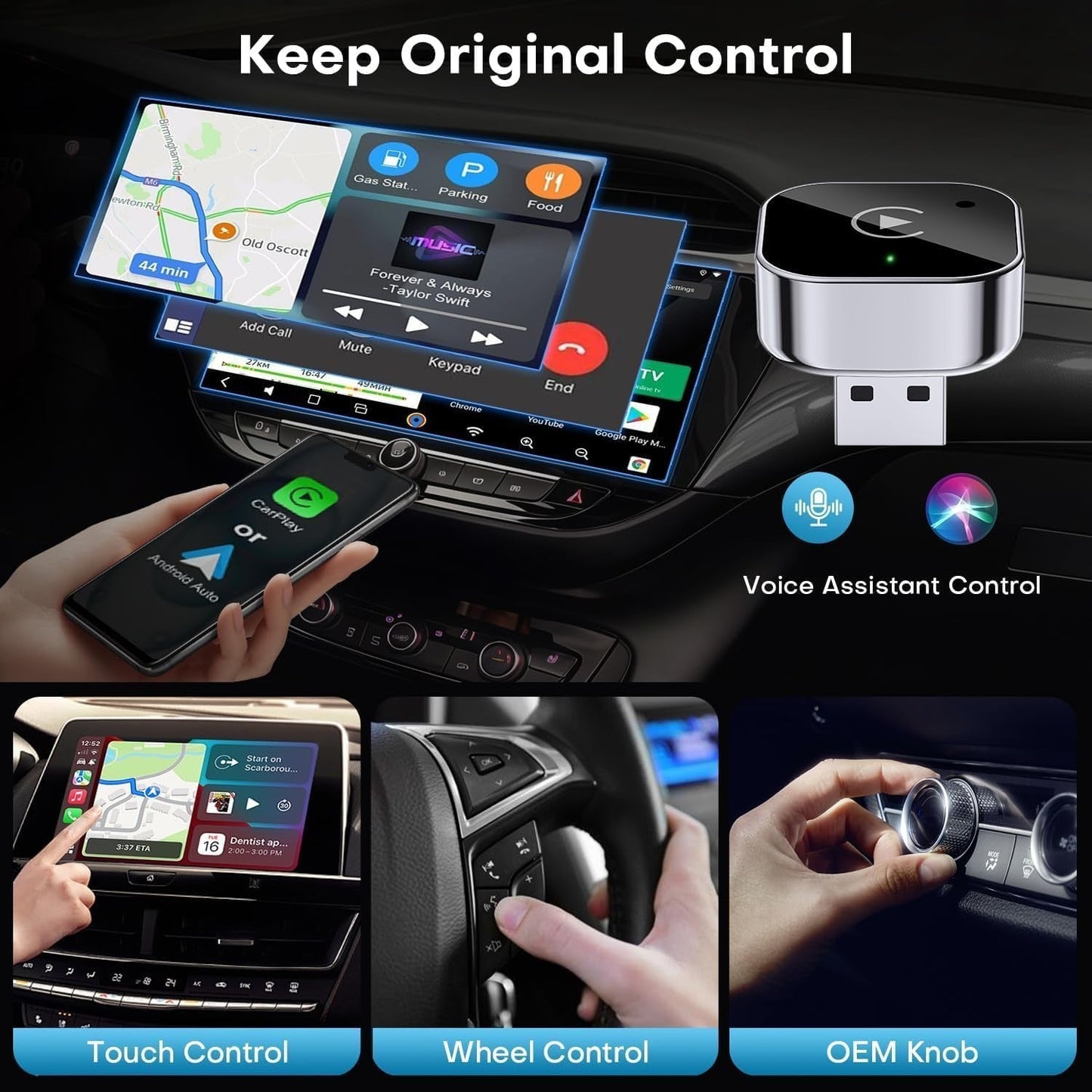 Premium Metal Mini 2-in-1 Wireless CarPlay & Android Auto Adapter – product detail image 7