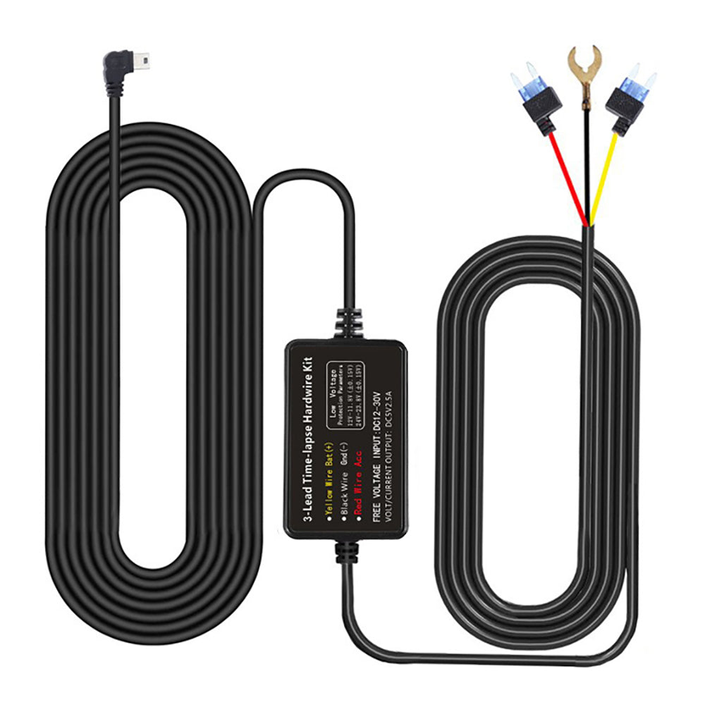 3-Wire Smart Hardwire Kit for Dash Cam Low Voltage Protection Mini USB / Micro USB / Type-C