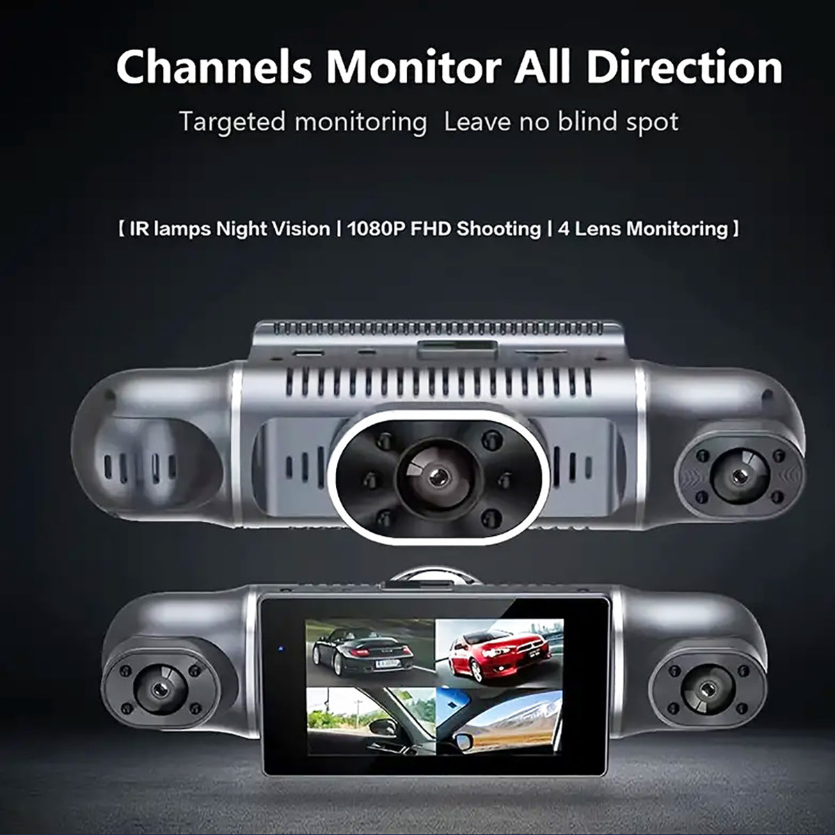 4 Channel GPS WiFi Dashcam FHD 1080P 170° Wide Angle G-Sensor with 32GB Card