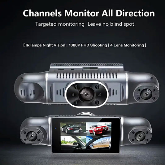 4 Channel GPS WiFi Dashcam FHD 1080P 170° Wide Angle G-Sensor with 32GB Card