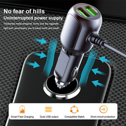 2 in 1 Dash Cam Car Charger Double USB 5V3.5A QC3.0 Fast 3.5M Cable